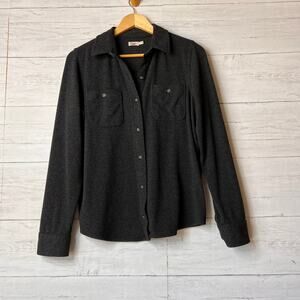 Faherty Shirt Womens Size Medium Heathered Black Twill Legend Sweater Stretch